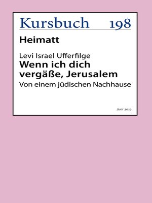 cover image of Wenn ich dich vergäße, Jerusalem